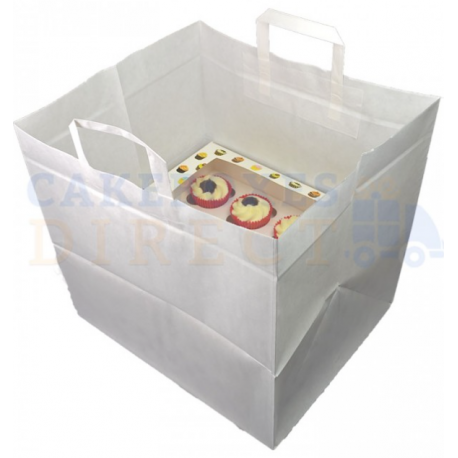 White paper carrier bag, for 12 cupcakes box