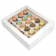 Boîte à cupcake mini blanche, pour 24 pièces avec séparateur