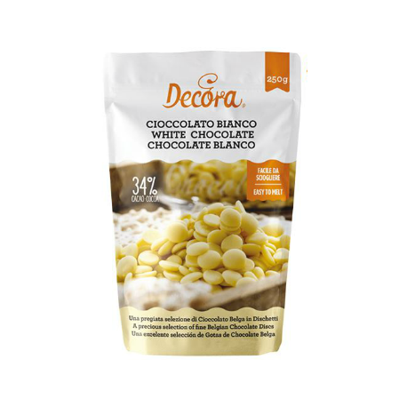 Decora - Chocolat blanc, en pistoles, 250 g