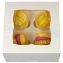 Boîte à cupcakes mini blanche, pour 4 pièces avec séparateur