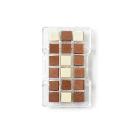 Decora - Form für Schokolade, quadratisch, 18 Vertiefungen jede 25 x 25 mm