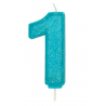 Kerze blau Funkeln Nummer 1