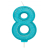 Kerze blau Funkeln Nummer 8