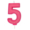 Bougie pailletée rose numéro 5