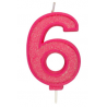 Bougie pailletée rose numéro 6