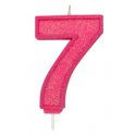 Candle pink sparkle number 7