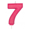Bougie pailletée rose numéro 7