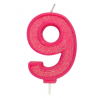 Candle pink sparkle number 9