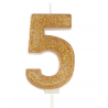 Kerze golden Funkeln Nummer 5