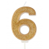 Candle gold sparkle number 6