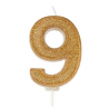Kerze golden Funkeln Nummer 9