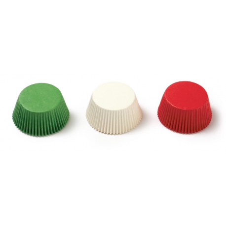 Caissettes mini cupcakes blanc/vert/rouge, 200 pièces