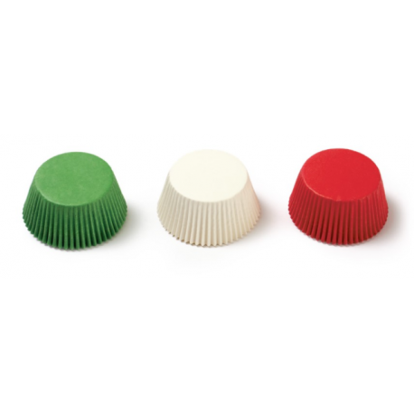 Cupcake mini Backförmchen weiss/rot/grün, 200 Stück
