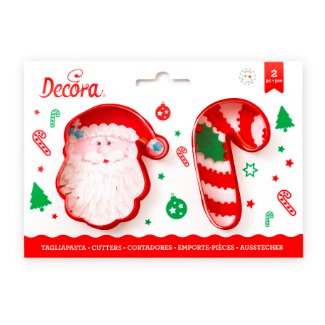 Decora - Cookie Cutter Santa & candy cane, 2 pieces