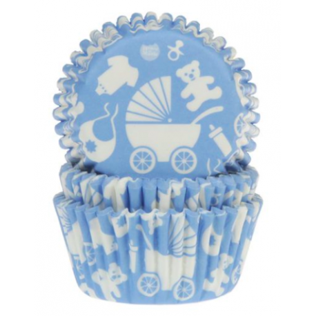 Caissettes à cupcakes bébé bleu, 50 pièces