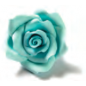 Decora Décoration en sucre grandes roses bleu clair, 6 pièces, env. 4 cm