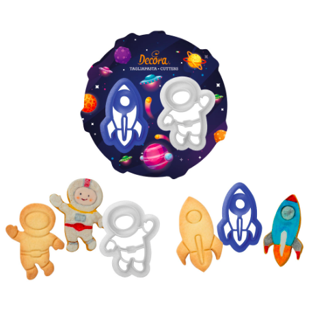 Decora - Cookie Cutter space rocket and astronaut, 2 pieces