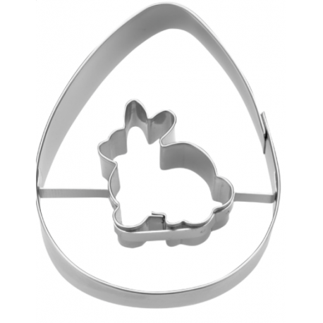 Cookie cutter Egg with rabbit, 7 cm