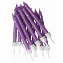 Purple glitter candles, 12 pieces