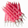 Bougies rose bébé pailletées, 12 pièces