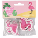 Baked with love - Décoration flamant rose, 24 piques
