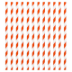Pailles rayées diagonale blanc et orange, 24 pièces