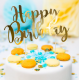 Happy Birthday cake topper gold
