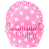 Baking Cups white polka on pink, 50 pieces
