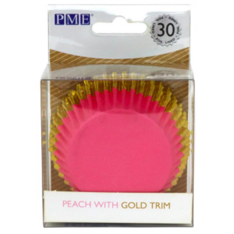 Baking Cups peach with gold trim, 30 pieces