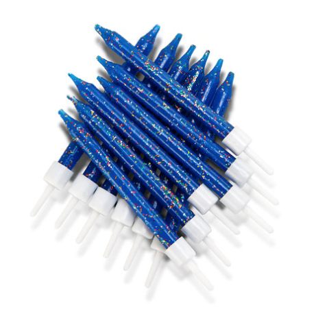 Bougies bleu marine pailletées, 12 pièces
