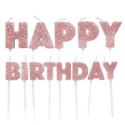 Happy Birthday Candle glitter rose gold, set of 13 pieces