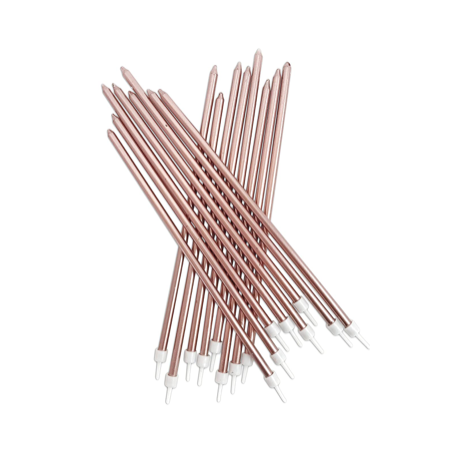 Tall candles gold rose, 16 pieces