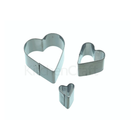 KitchenCraft - Heart fondant cutters, set of 3