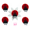 AH - Décoration en sucre coccinelle, 5 pièces