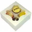 Boîte à cupcake blanche, pour 4 pièces avec séparateur ECO