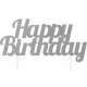 AH - Kuchetopper Topper Happy Birthday Silver Glitter