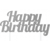 AH - Topper Happy Birthday argenté glitter