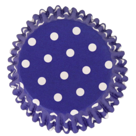 Cupcake Förmchen weisse Punkte auf blau, 30 Stück