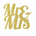 Kuchetopper Topper Mr & Mrs gold Glitter