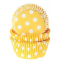 Cupcake Förmchen weisse Punkte auf Gelb, 50 Stück