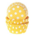 Baking Cups white polka on yellow, 50 pieces