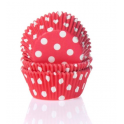 Baking Cups white polka on red, 50 pieces