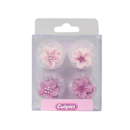 Culpitt Décoration en sucre fleurs lila, 12 pièces