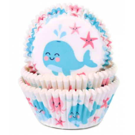 Baking Cups whale, 50 pieces