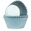 Cupcake Backförmchen baby blau alu, 24 Stück