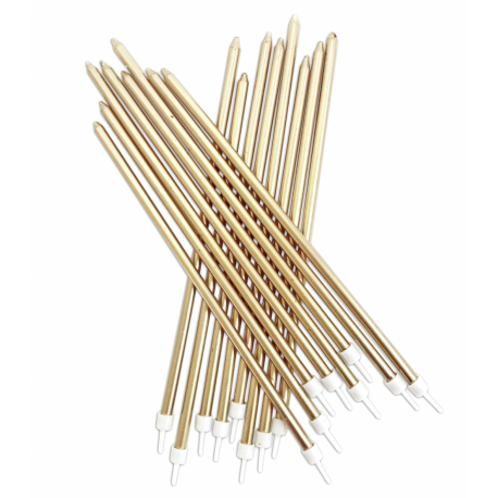 Tall candles Candles Metallic Gold, 16 pieces