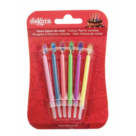 Bougies flammes colorées, 6 pièces