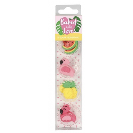 Baked with love - Icing Decorations Tropical flamingo, 10 pieces