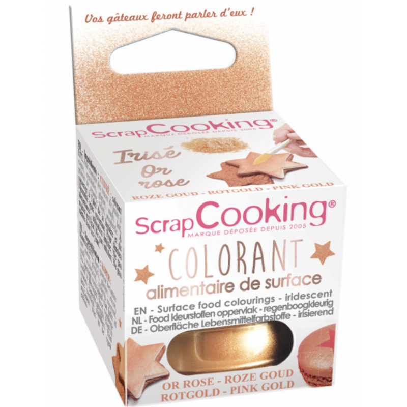 Scrapcooking - Colorant alimentaire de surface or rose rose gold, 5 g