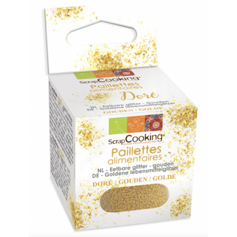Scrapcooking - Glitter paillettes alimentaire doré, 5 g